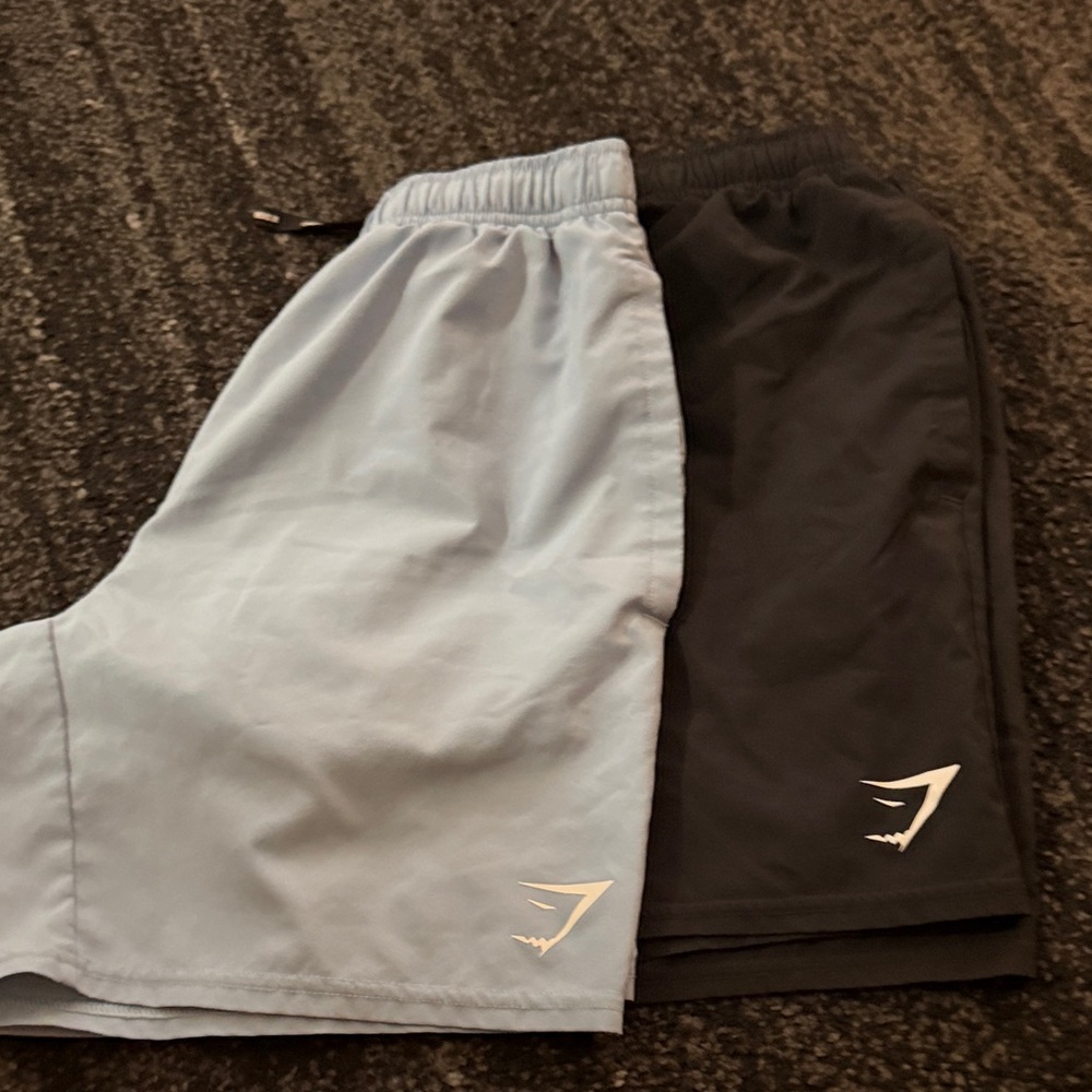 Gymshark Light Blue and Black Athletic Shorts